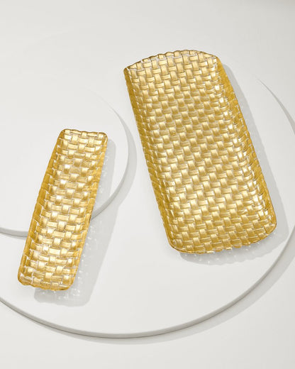 Braided Glass Serving Trays — Set of 2 Gold | Tommy Bahama Trusted - Braided Glass Serving Trays — Set of 2