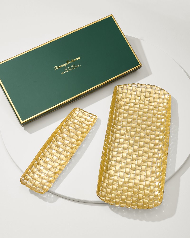 Braided Glass Serving Trays — Set of 2 Gold | Tommy Bahama Trusted - Braided Glass Serving Trays — Set of 2