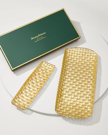 Braided Glass Serving Trays — Set of 2 Gold | Tommy Bahama Trusted - Braided Glass Serving Trays — Set of 2