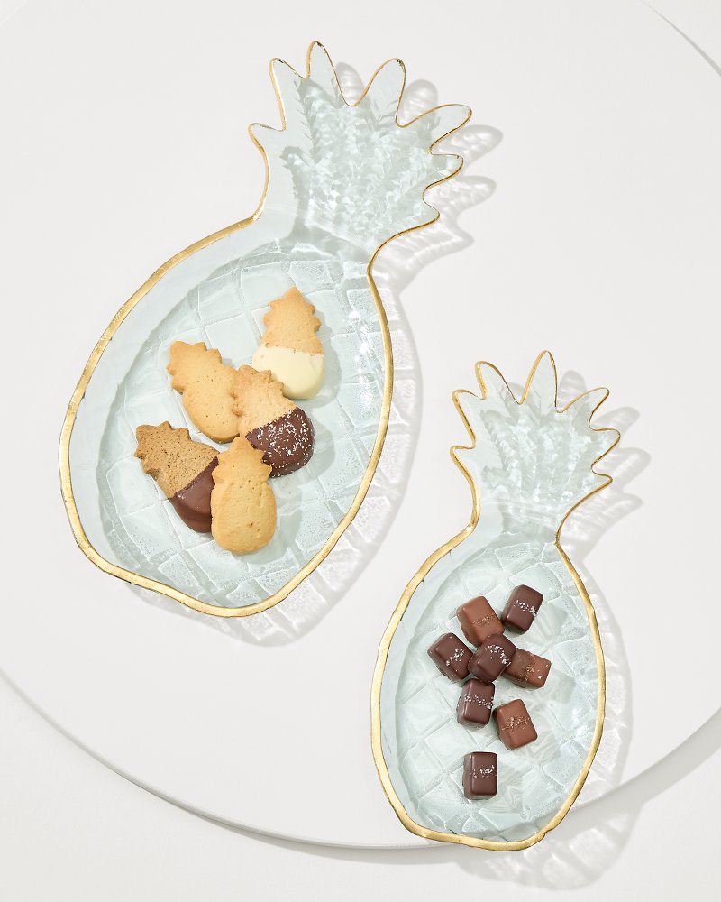 Glass Pineapple Trays — Set of 2 Clear | Tommy Bahama Smart Buy - Glass Pineapple Trays — Set of 2