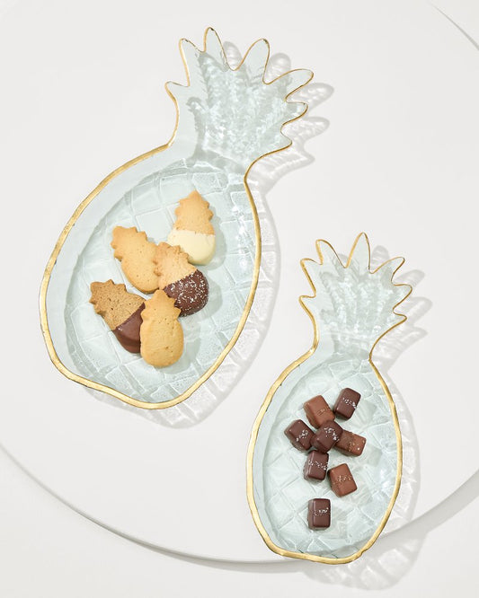 Glass Pineapple Trays — Set of 2 Clear | Tommy Bahama Smart Buy - Glass Pineapple Trays — Set of 2