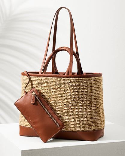 Raffia & Leather Pineapple Tote Tan | Tommy Bahama Best Seller - Raffia & Leather Pineapple Tote