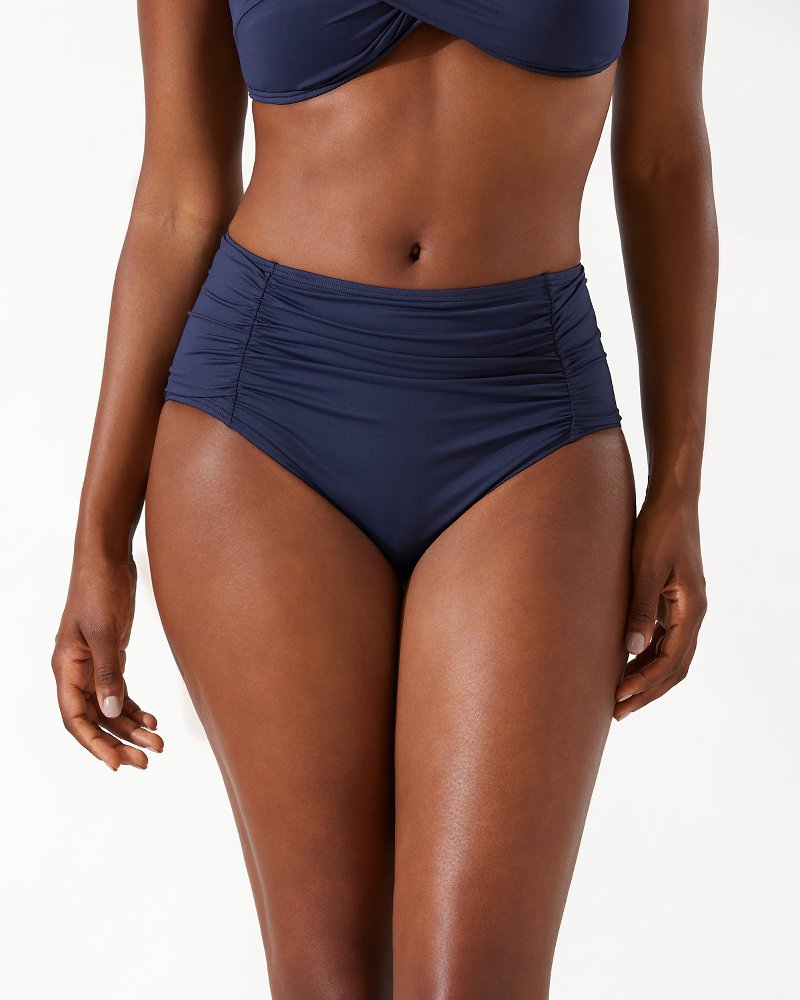 Pearl Shirred High-Waist Bikini Bottoms Mare Navy | Tommy Bahama Signature - Pearl Shirred High-Waist Bikini Bottoms