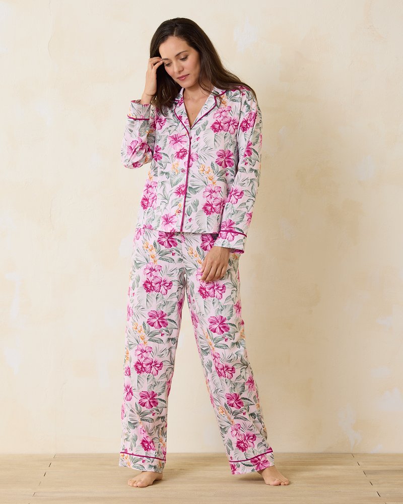 Woven Sateen Long Sleeve & Pants Pajama Set Blushing | Tommy Bahama Discount - Woven Sateen Long Sleeve & Pants Pajama Set