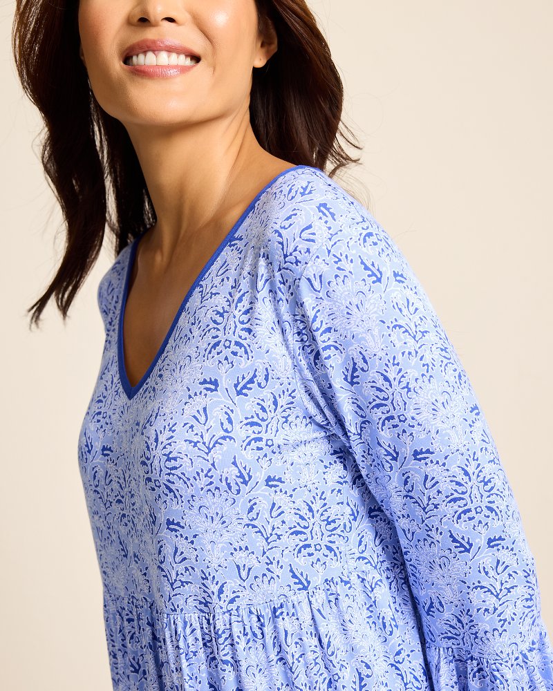 Jersey 3/4-Sleeve Short Sleep Dress Periwinkle | Tommy Bahama Top Pick - Jersey 3/4-Sleeve Short Sleep Dress