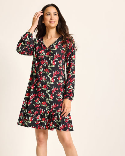 Jersey Long-Sleeve Short Sleep Dress Black Cherry | Tommy Bahama Best Price - Jersey Long-Sleeve Short Sleep Dress
