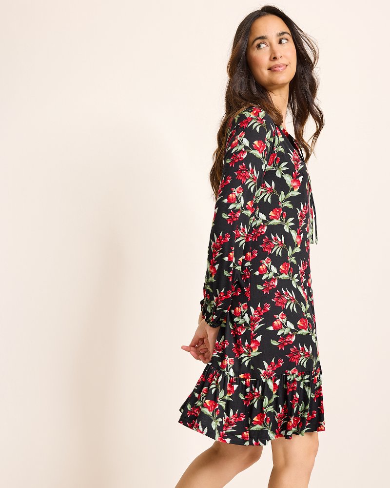 Jersey Long-Sleeve Short Sleep Dress Black Cherry | Tommy Bahama Best Price - Jersey Long-Sleeve Short Sleep Dress