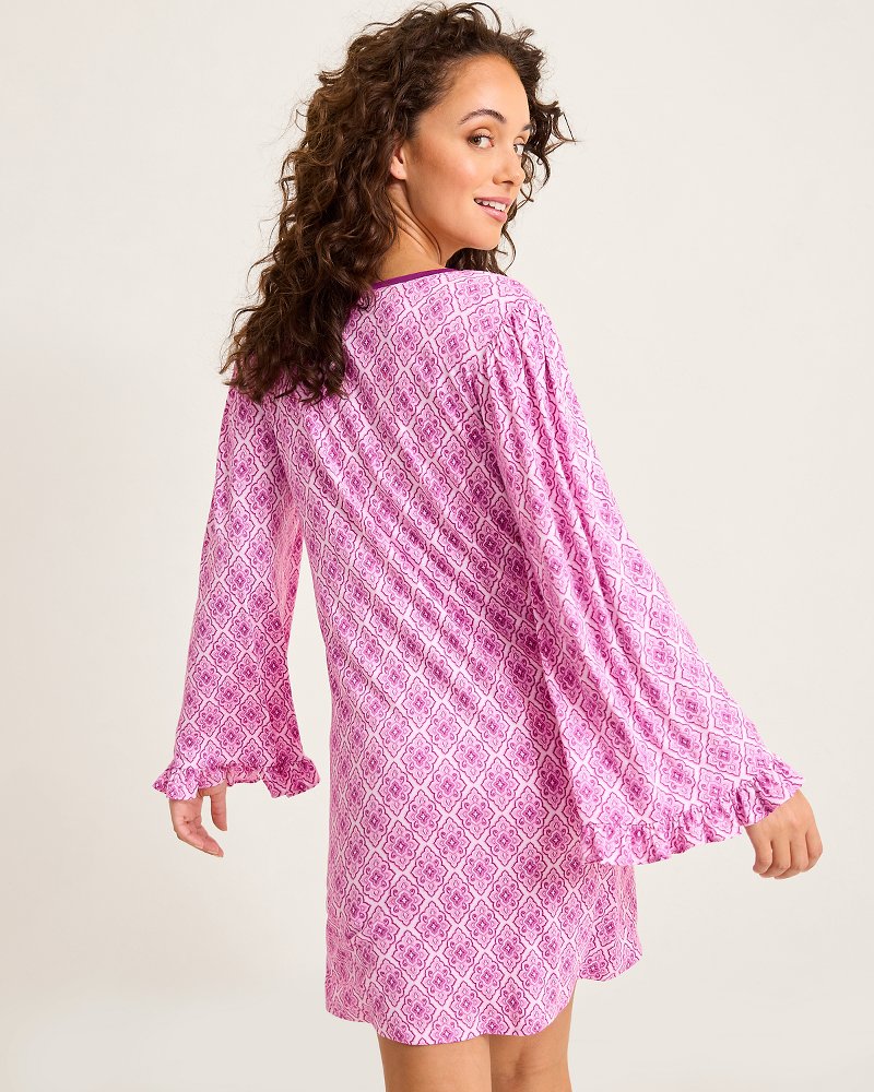Jersey Long-Sleeve Short Sleep Dress Iced Purple | Tommy Bahama Signature - Jersey Long-Sleeve Short Sleep Dress