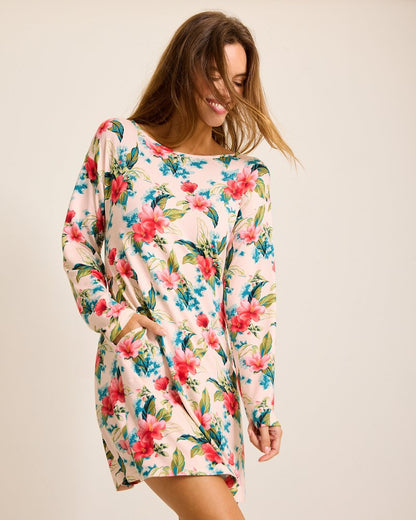 Knit Long-Sleeve Short Sleep Dress Coconut Cream | Tommy Bahama Deals - Knit Long-Sleeve Short Sleep Dress