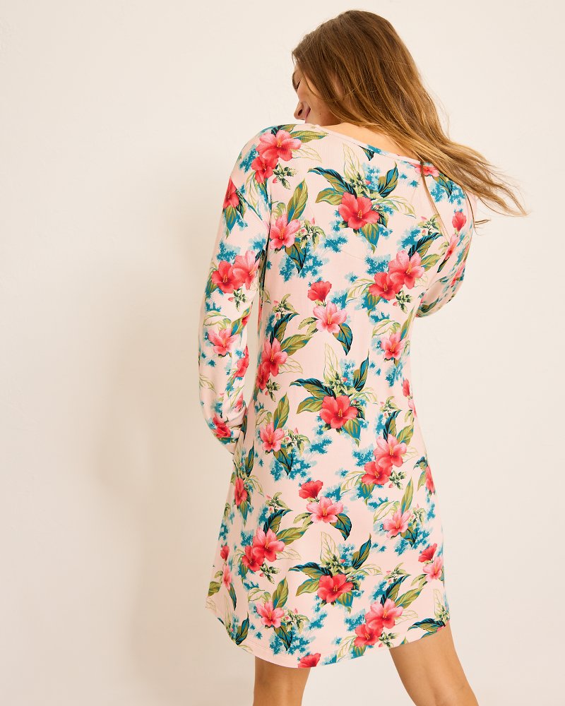 Knit Long-Sleeve Short Sleep Dress Coconut Cream | Tommy Bahama Deals - Knit Long-Sleeve Short Sleep Dress