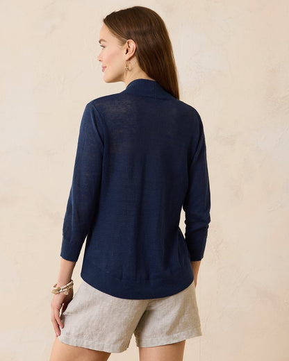 Lea Open Linen Cardigan Island Navy | Tommy Bahama New - Lea Open Linen Cardigan