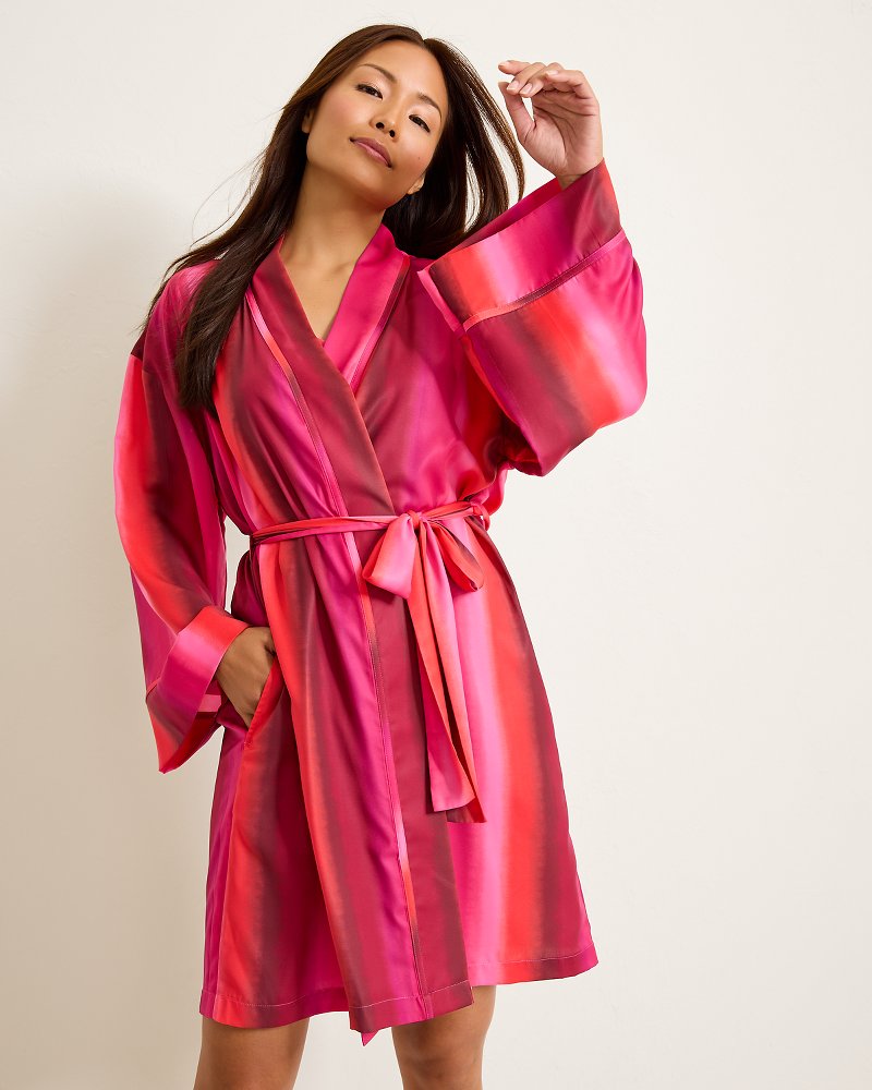 Short Satin Robe Burgundy | Tommy Bahama Best Seller - Short Satin Robe