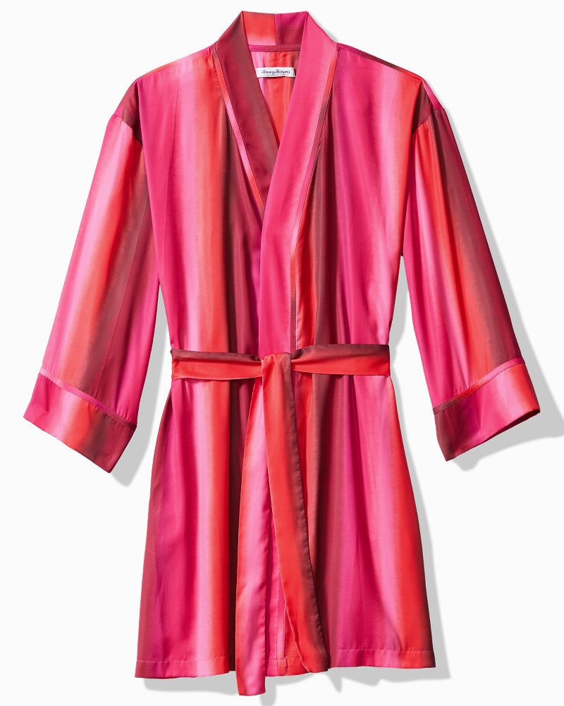 Short Satin Robe Burgundy | Tommy Bahama Best Seller - Short Satin Robe