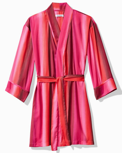 Short Satin Robe Burgundy | Tommy Bahama Best Seller - Short Satin Robe