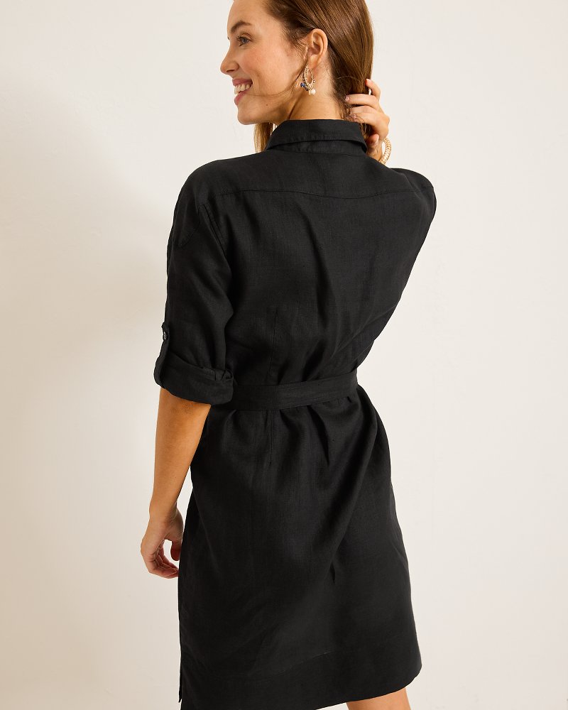 Two Palms Patch-Pocket Linen Dress Black | Tommy Bahama Essential - Two Palms Patch-Pocket Linen Dress