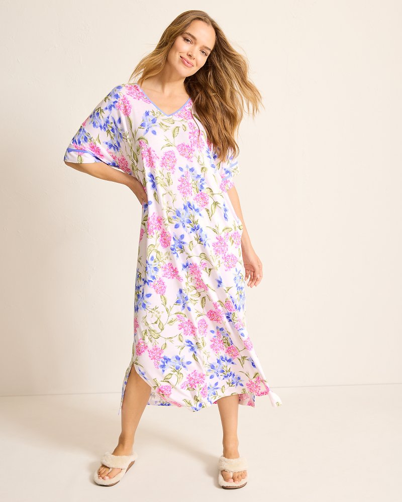 Jersey Short-Sleeve Maxi Sleep Caftan Ivory | Tommy Bahama Everyday - Jersey Short-Sleeve Maxi Sleep Caftan