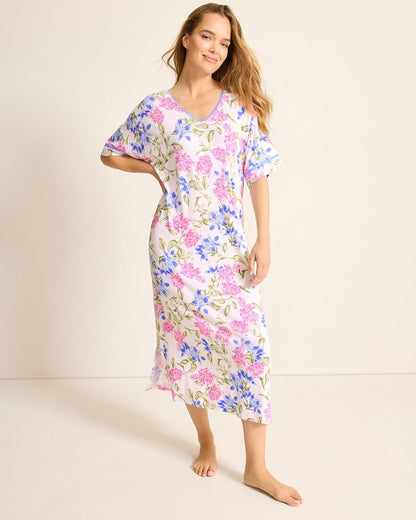Jersey Short-Sleeve Maxi Sleep Caftan Ivory | Tommy Bahama Everyday - Jersey Short-Sleeve Maxi Sleep Caftan