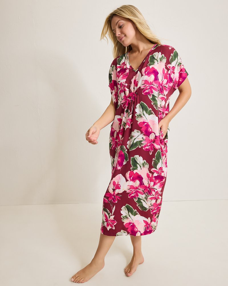 Satin Maxi Sleep Caftan Fuchsia Pink | Tommy Bahama Special Offer - Satin Maxi Sleep Caftan