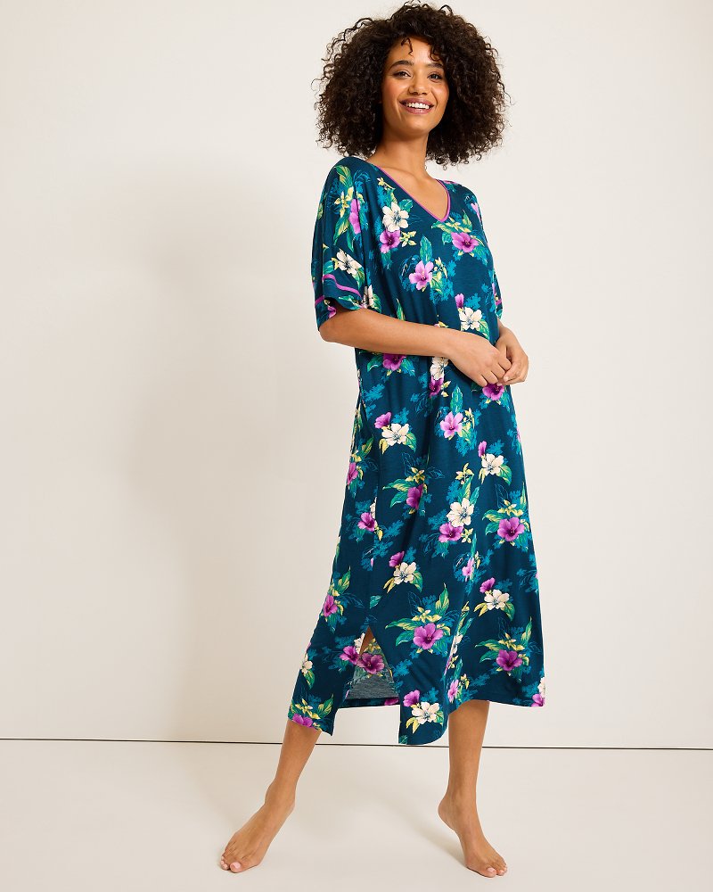 Jersey Short-Sleeve Maxi Sleep Caftan Summer Night | Tommy Bahama Discount - Jersey Short-Sleeve Maxi Sleep Caftan