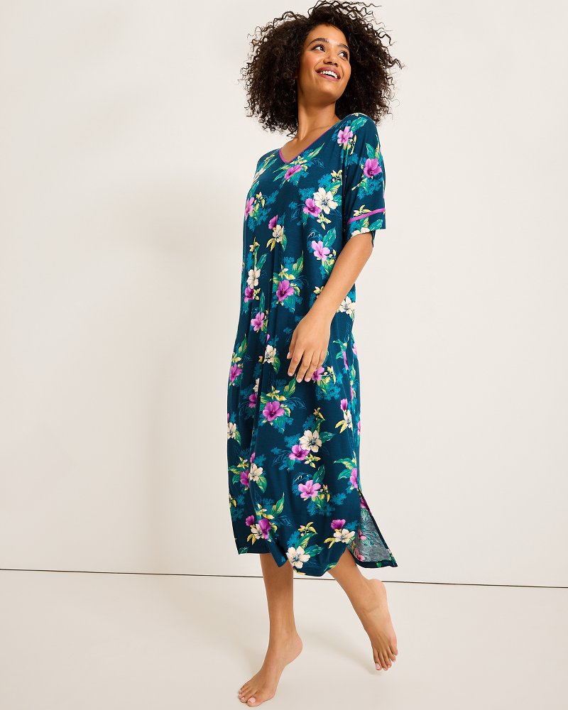 Jersey Short-Sleeve Maxi Sleep Caftan Summer Night | Tommy Bahama Discount - Jersey Short-Sleeve Maxi Sleep Caftan