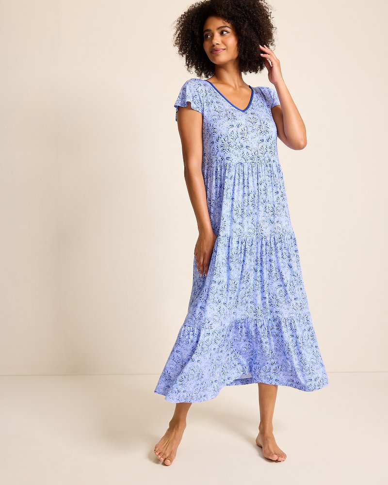 Jersey Short-Sleeve Maxi Sleep Dress Periwinkle | Tommy Bahama Popular - Jersey Short-Sleeve Maxi Sleep Dress