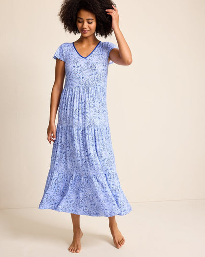 Jersey Short-Sleeve Maxi Sleep Dress Periwinkle | Tommy Bahama Popular - Jersey Short-Sleeve Maxi Sleep Dress
