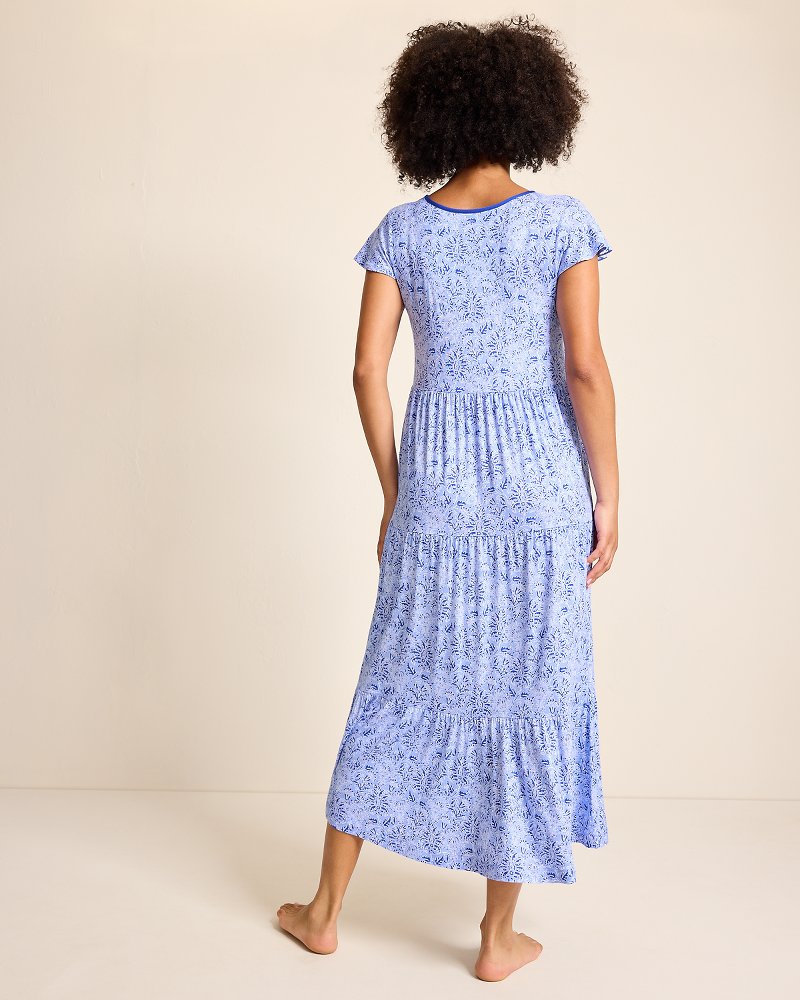 Jersey Short-Sleeve Maxi Sleep Dress Periwinkle | Tommy Bahama Popular - Jersey Short-Sleeve Maxi Sleep Dress