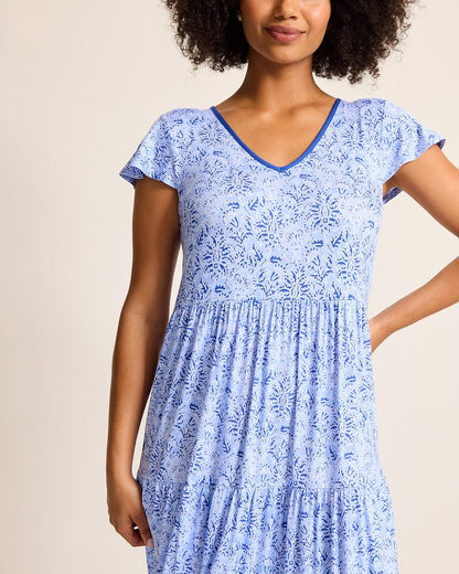 Jersey Short-Sleeve Maxi Sleep Dress Periwinkle | Tommy Bahama Popular - Jersey Short-Sleeve Maxi Sleep Dress