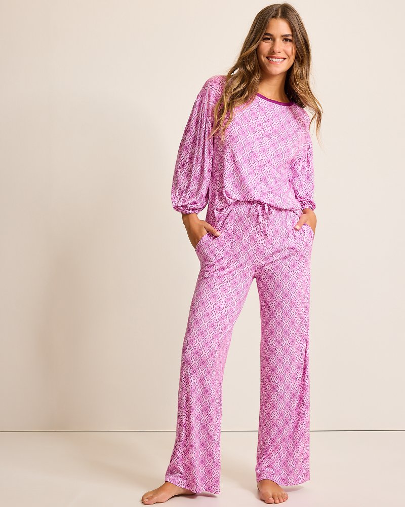 Jersey 3/4-Sleeve & Pants Pajama Set Iced Purple | Tommy Bahama Top Pick - Jersey 3/4-Sleeve & Pants Pajama Set