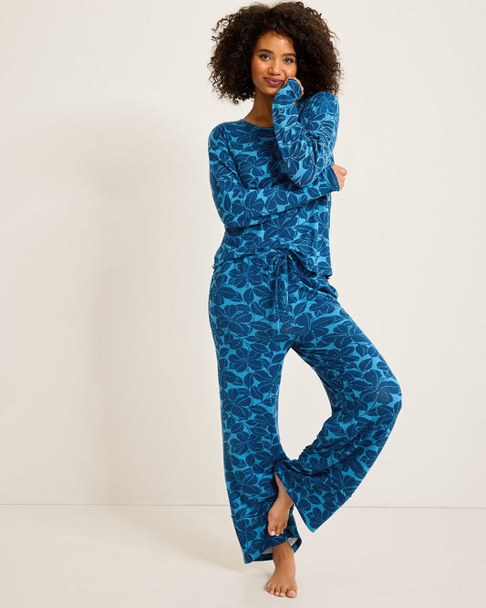 Knit Long Sleeve & Pants Pajama Set Deep Sea Teal | Tommy Bahama Signature - Knit Long Sleeve & Pants Pajama Set
