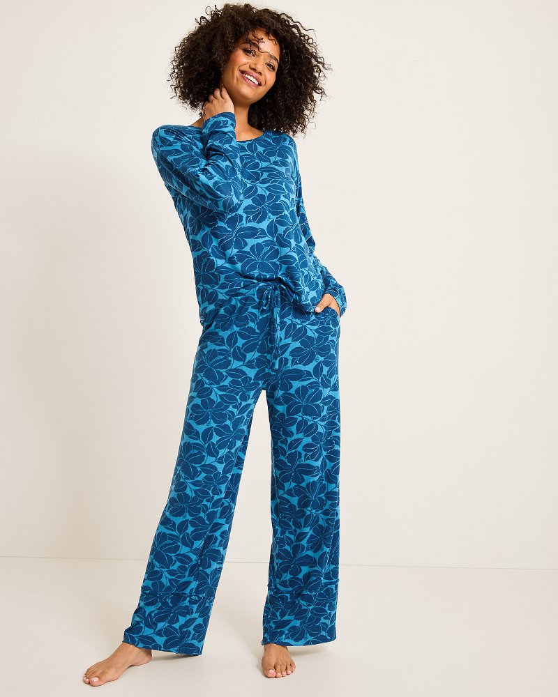 Knit Long Sleeve & Pants Pajama Set Deep Sea Teal | Tommy Bahama Signature - Knit Long Sleeve & Pants Pajama Set