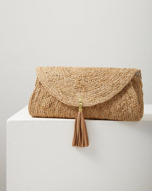 Islamora Lux Crocheted Raffia Clutch Natural | Tommy Bahama Classic - Islamora Lux Crocheted Raffia Clutch