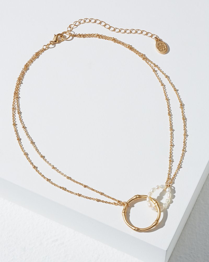 Island Essence Double Loop Bamboo Necklace Pearl | Tommy Bahama Value - Island Essence Double Loop Bamboo Necklace