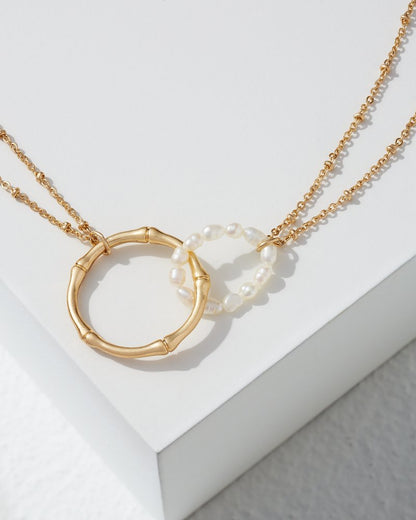 Island Essence Double Loop Bamboo Necklace Pearl | Tommy Bahama Value - Island Essence Double Loop Bamboo Necklace