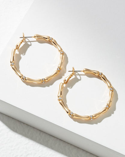 Island Essence Bamboo Hoop Earrings Gold | Tommy Bahama Signature - Island Essence Bamboo Hoop Earrings