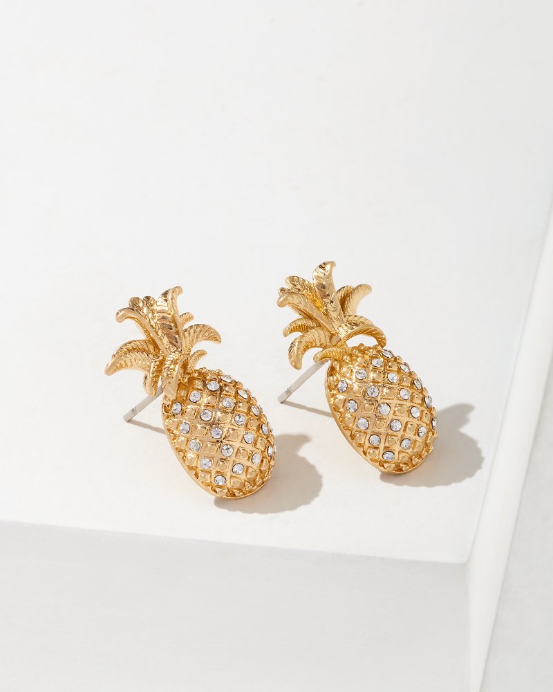 Tropical Blooms Pineapple Stud Earrings Gold | Tommy Bahama Special Offer - Tropical Blooms Pineapple Stud Earrings