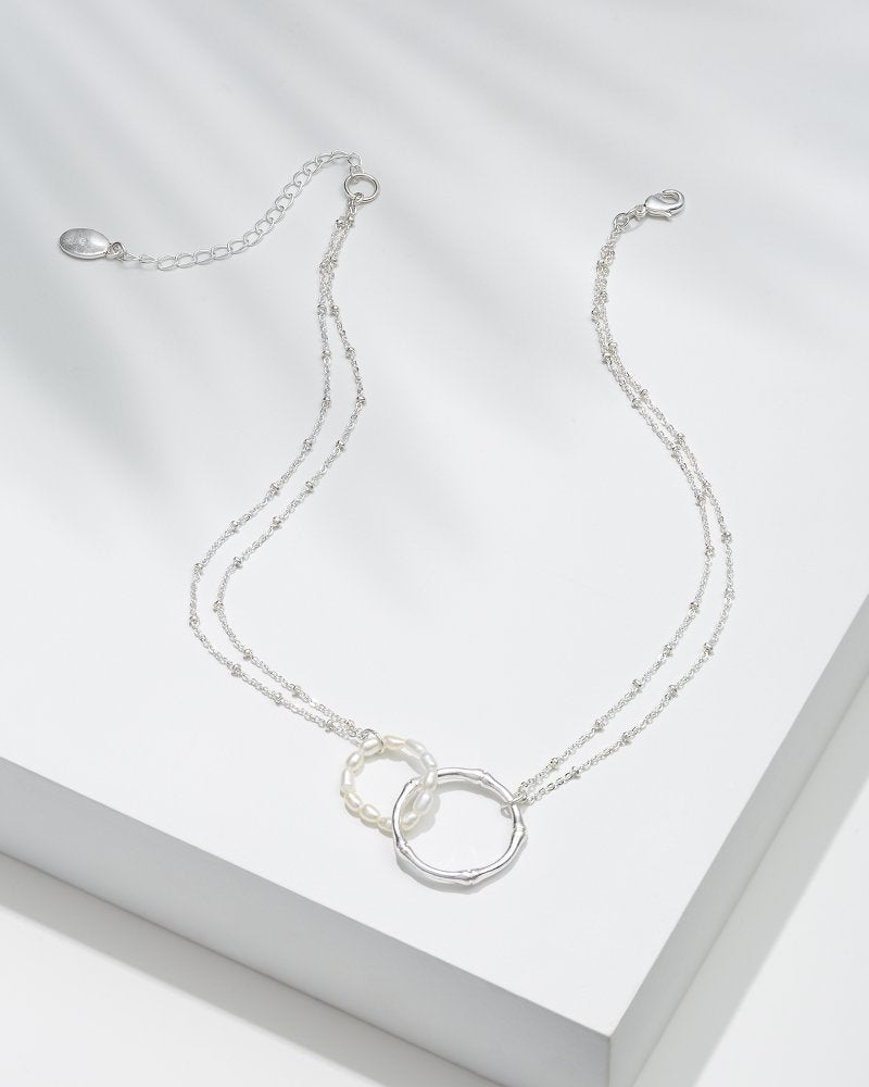 Island Essence Double Loop Bamboo Necklace Silver | Tommy Bahama Trusted - Island Essence Double Loop Bamboo Necklace