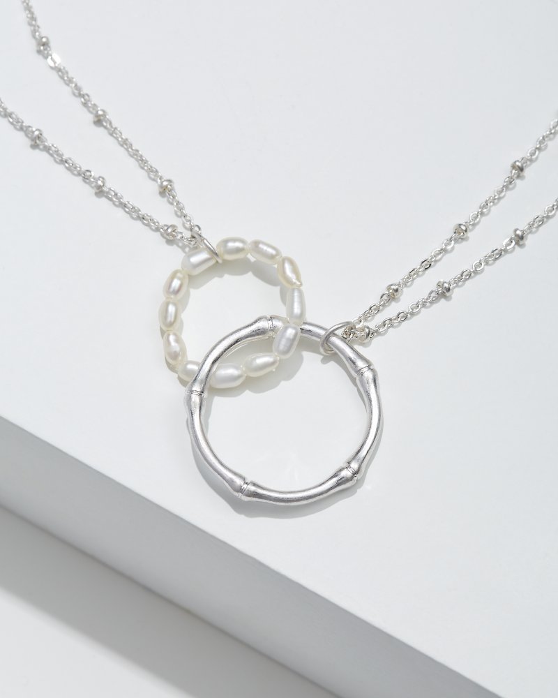 Island Essence Double Loop Bamboo Necklace Silver | Tommy Bahama Trusted - Island Essence Double Loop Bamboo Necklace