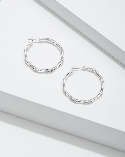 Island Essence Bamboo Hoop Earrings Silver | Tommy Bahama Premium - Island Essence Bamboo Hoop Earrings